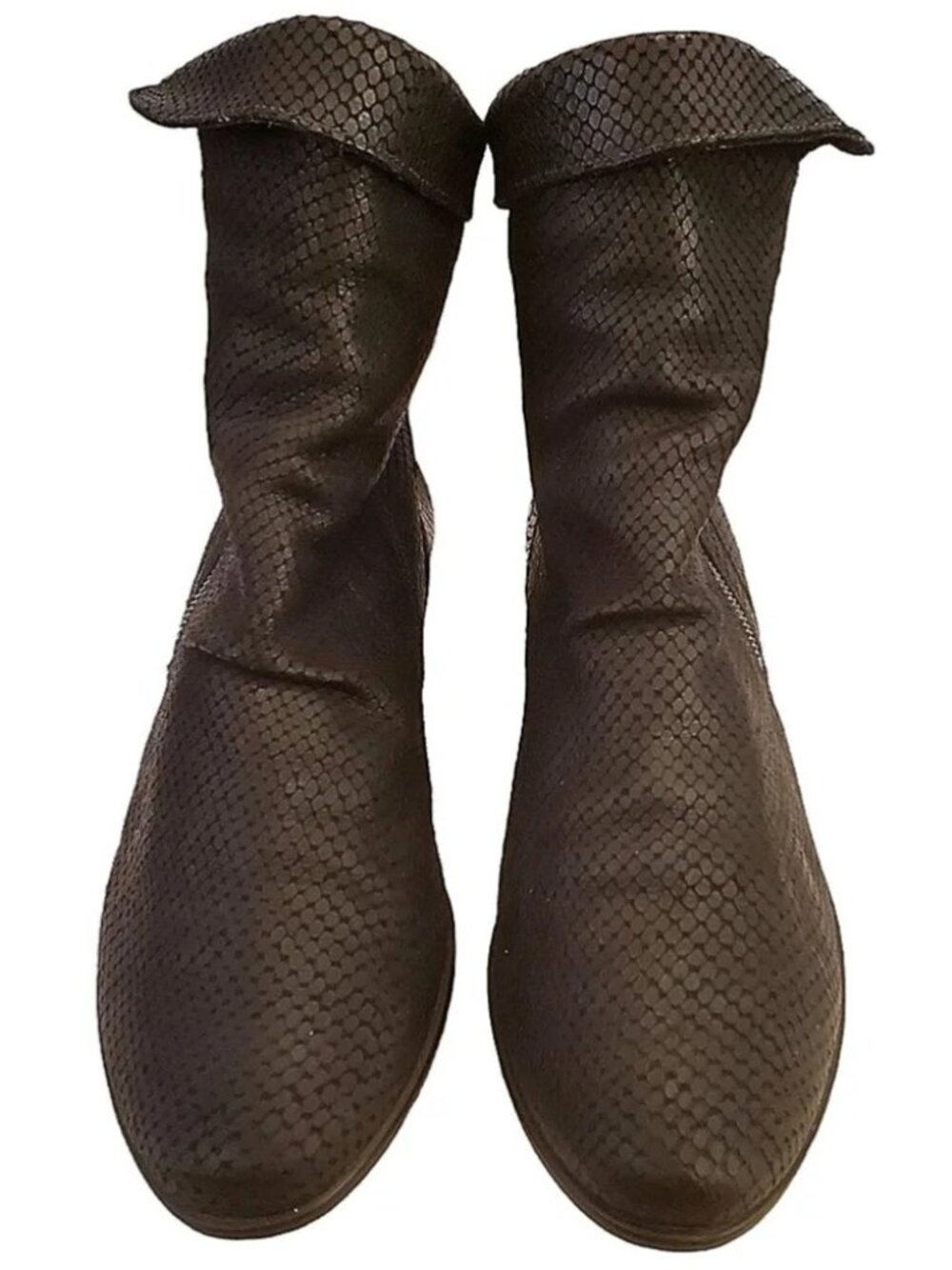 Mephisto Seddy Mamba black snakeskin boots lagenlook whimsigoth bikercore US10